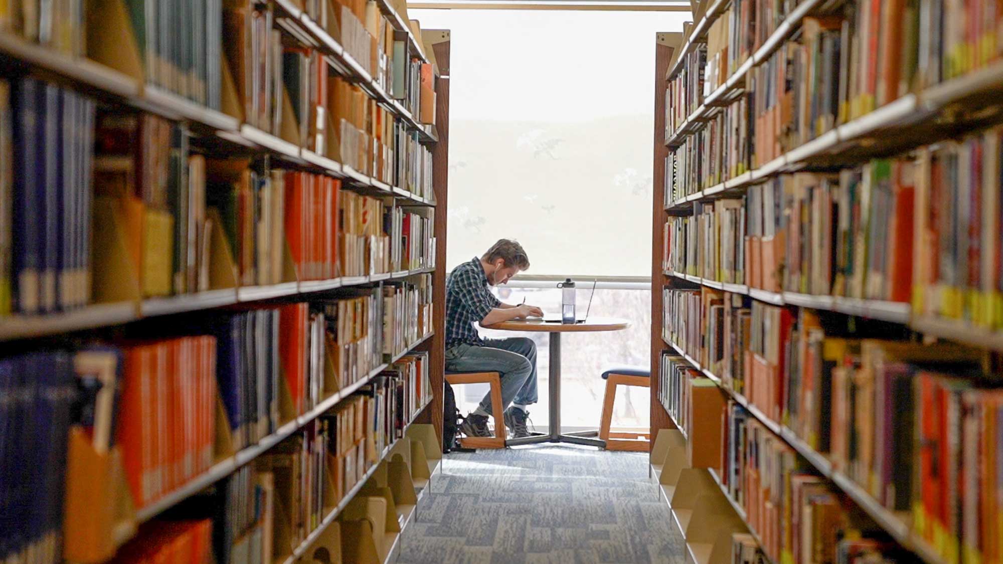 Student Studying in Library