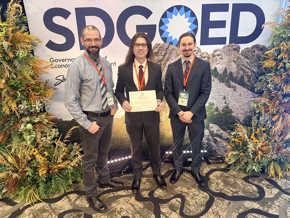 Parker Pombrio, geospatial technology certificate graduate student, took home first place in the student division and $5,000, for Devana Videre, a sensing modality that enables real-time mineral identification during exploratory drilling, allowing operators to make immediate decisions and reducing delays associated with traditional laboratory assays.