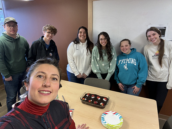 Dr. Tugba Ozdemir, South Dakota Mines assistant professor of nanoscience and biomedical engineering, with her team of undergraduate and graduate students from left to right, Mingyang Mao, Cruz Franich, Vanessa Smith, Amelia Huffer, Katherine Ballard (former student team member) and Whitney Ponwith. Not pictured, Abby Krumpus. 