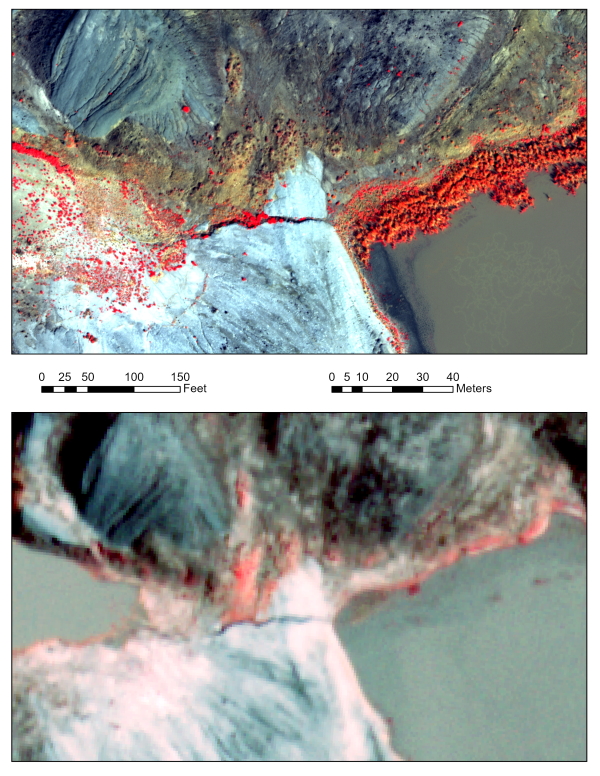 The comparison images show the value of the CAP drone photography for the university’s Center for Sustainable Solutions. 